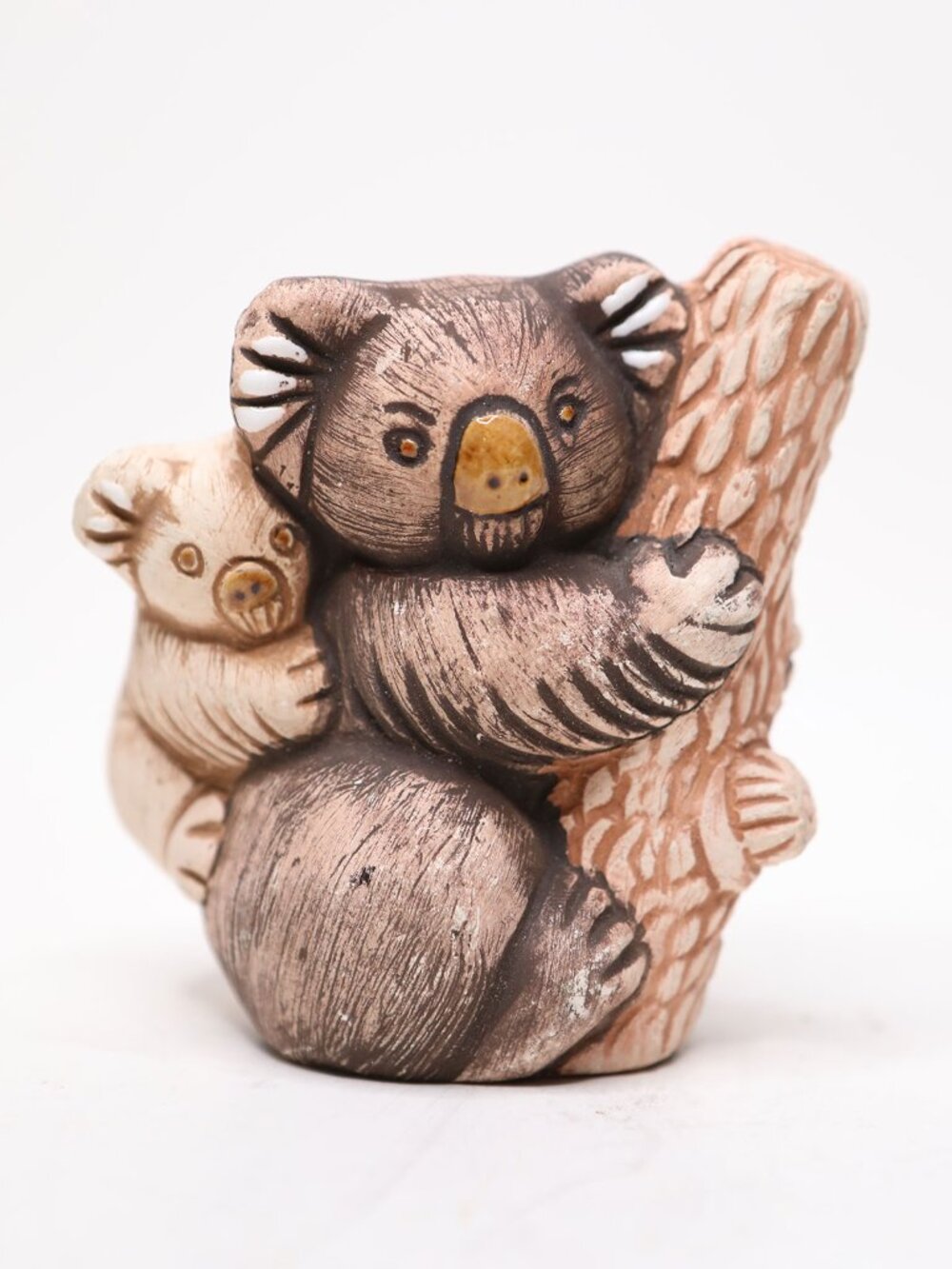 Vintage Artesania Rinconada Koala Bear Figurine Textured Clay Pottery Animal